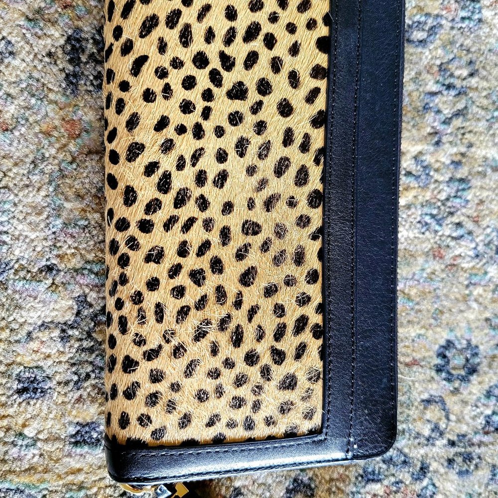 Covet by Stella & Dot Mercer Leopard Print Calf Hair Clutch Wallet